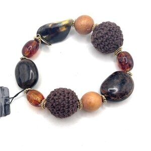 Cookie Lee Genuine Shell & Crochet Beads Stretch Bracelet (D31) 27194
